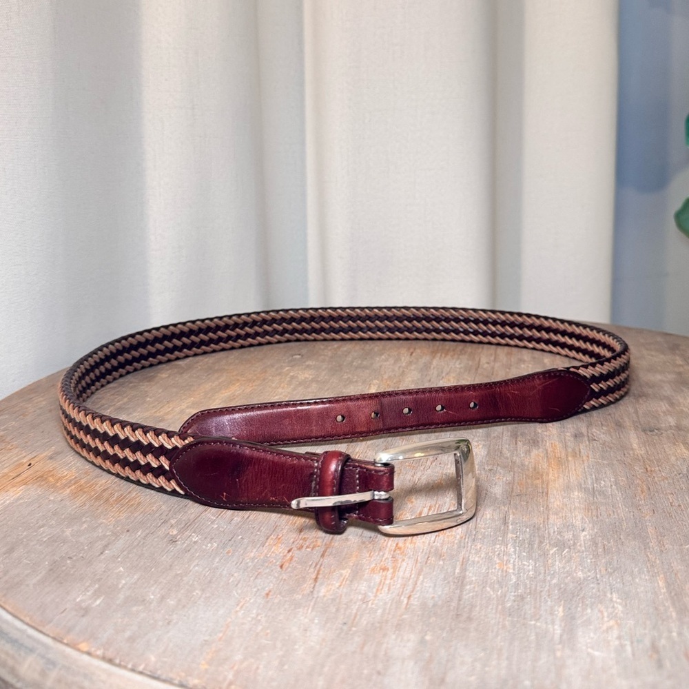 Brighton Woven Leather Belt w/ Silver Buckle